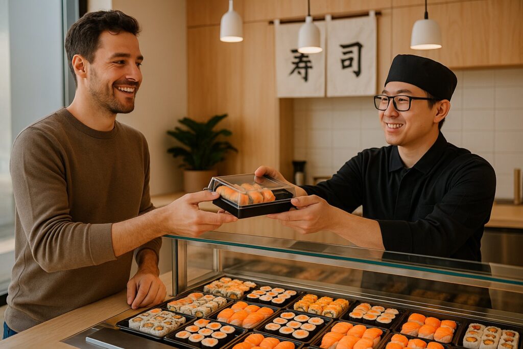 Buying sushi from restaurants and takeaways
