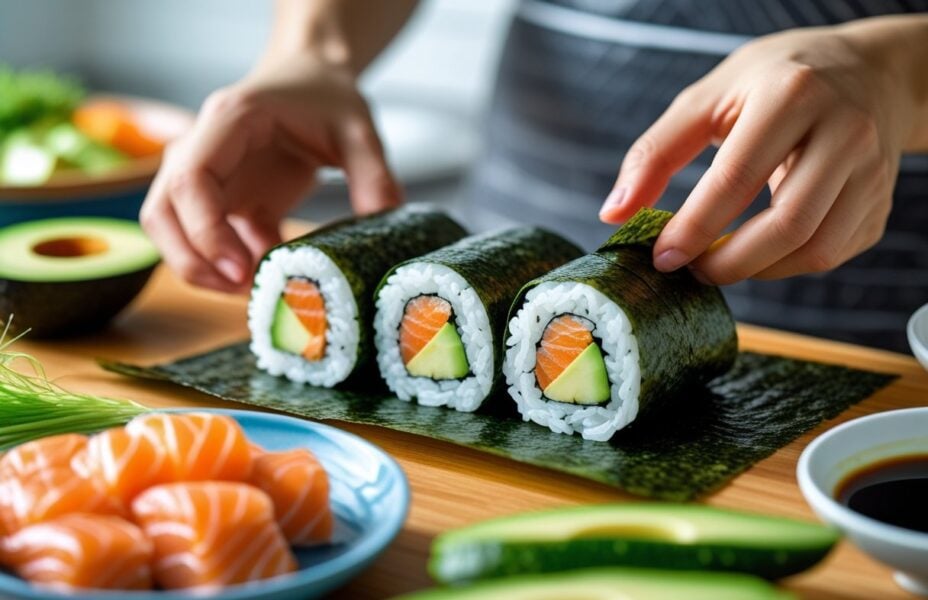 How to make uramaki sushi rolls without-bamboo mat